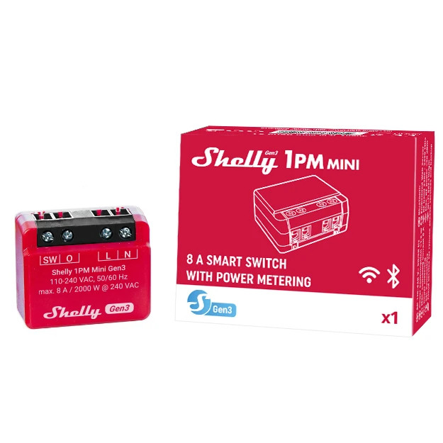 releu inteligent shelly 1pm mini gen3, 1 canal, 8a